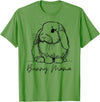 Bunny Mama Holland Lop Mom Cute Lop Rabbit Line Art T-Shirt in Grass Green