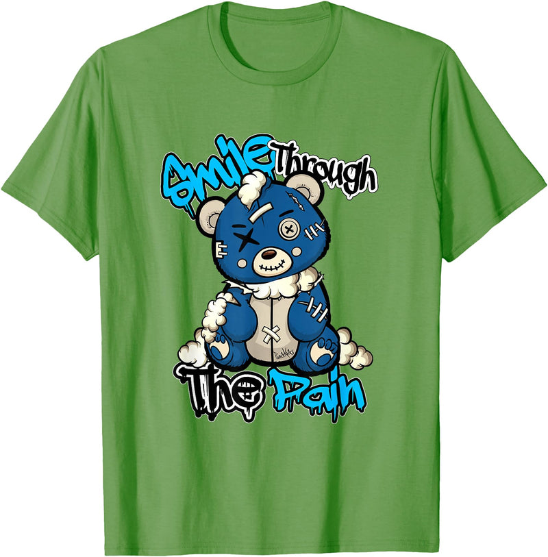 Funny Bear Smile Smile Through The Pain Teddy Bear Streetwear Sneaker Lovers T-Shirt - Grass Green