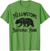 Yellowstone National Park Wyoming USA Outdoor Yellowstone National Park Bear Nature Hike Outdoors Vintage T-Shirt - Grass Green