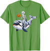 Orca Skeleton Halloween Whale Apparel Co. Skeleton Riding Mummy Orca Halloween Candy Whale T-Shirt - Grass Green