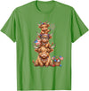Funny 4th Of July Highland Cow Apparel Cute Highland Cow 4th of July Patriotic American Flag T-Shirt - Grass Green