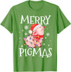 Christmas Funny Gifts Merry Pigmas Funny Pig Christmas Lights Tree Xmas Funny T-Shirt - Grass Green