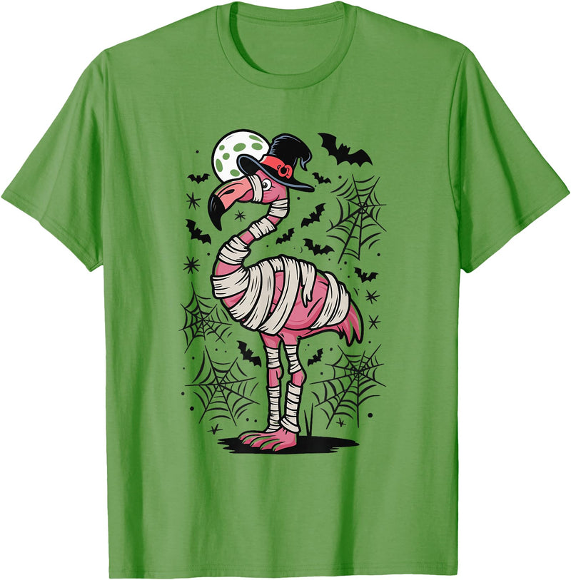 Flamingo Halloween Costume Mummy Spooky Flamingo Mummy T-Shirt - Grass Green