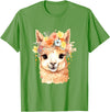 Alpaca and llama with flowers Designs Alpaca with Flowers, Cute Alpaca and Llama T-Shirt - Grass Green