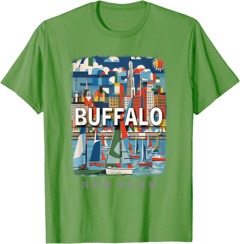 Buffalo New York Waterfront Wonder Buffalo New York NY Waterfront Wonder SD391 T-Shirt - Grass Green