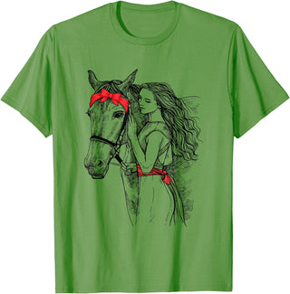 Horse Lover Novelties By SL Horse Bandana For Horse Girls Horseback Riding For Women T-Shirt - Grass Green