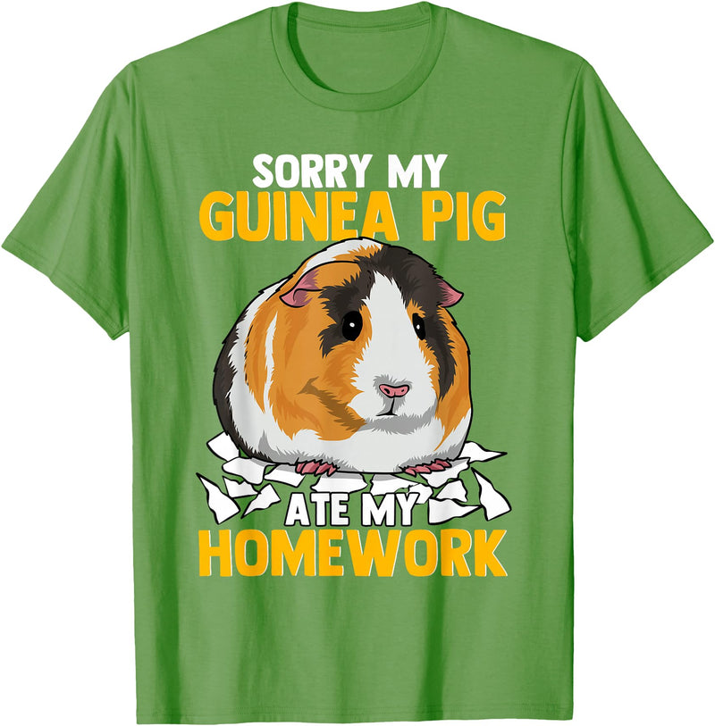 Funny Hamster Guinea Pig Tees Co Sorry My Guinea Pig Ate My Homework Funny Pet Rodent Hamster T-Shirt - Grass Green
