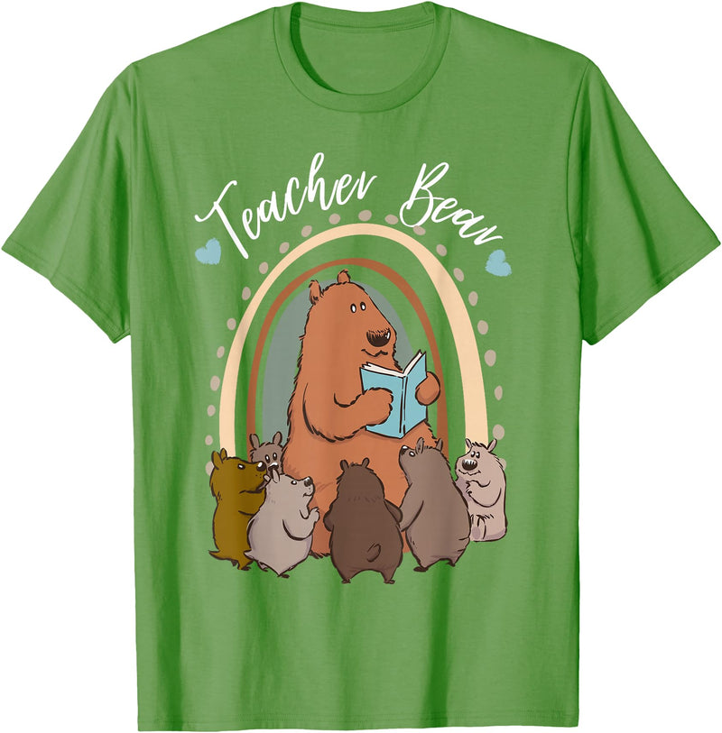 Thank You Teacher Appreciation Gifts Teacher Bear Reading Appreciation Teacher Graphic T-Shirt - Grass Green