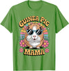 Guinea Pig Rodents Lover Mom Mother'S Day Guinea Pig Mama Floral Vintage 60s 70s Sunglasses T-Shirt - Grass Green