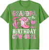 Pink Western Cowgirl Bday Party Family Matching Grandpa Of The Birthday Cow-Girl Rodeo Cowgirl Bday T-Shirt - Grass Green