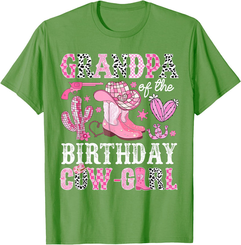 Pink Western Cowgirl Bday Party Family Matching Grandpa Of The Birthday Cow-Girl Rodeo Cowgirl Bday T-Shirt - Grass Green