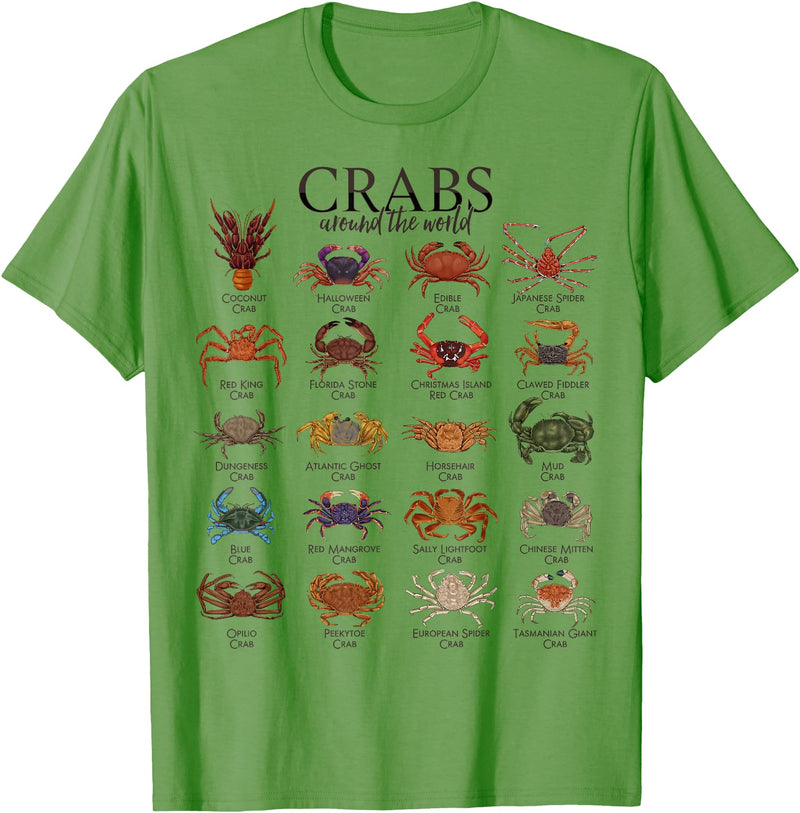Crabs and Crustaceans Designs Colorful Crab Species - Crabs T-Shirt - Grass Green