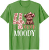 Highland Cow Print 4 Year Old Girl Birthday Gifts 4 Ever Moody Scottish Highland Cow 4th Birthday Girl T-Shirt - Grass Green