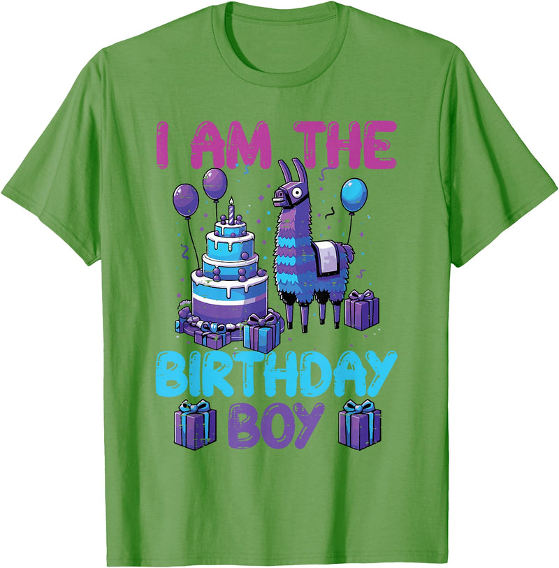 Birthday Party Shirts For Men Women Kids I Am The Birthday Boy Llama Pinata Bday Party Boys Kids T-Shirt - Grass Green