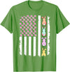 US American Flag with Bunny for Easter Day Men Women Kids T-Shirt in Grass Green