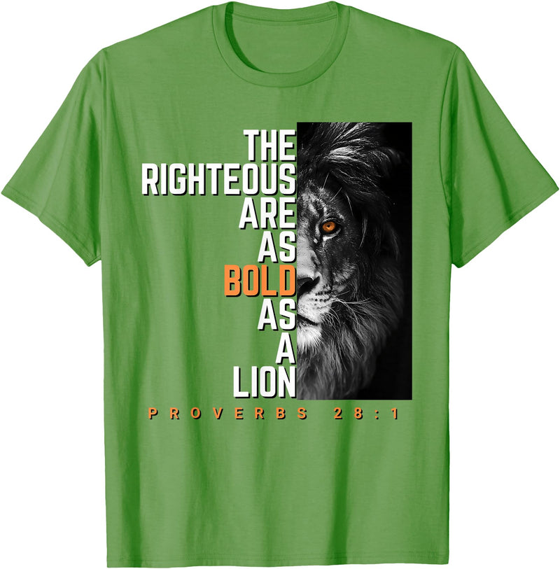 Funny The Righteous Are As Bold As A Lion Bible Verse T-Shirt - Grass Green