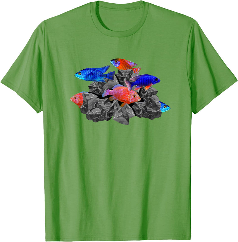 Cichlid Aquarium Lovers Tees African Cichlids Peacock Cichlid Breeders Aquarium Fish T-Shirt - Grass Green