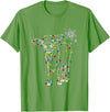 Cow Christmas Light Tree Cow Xmas Snow Lover T-Shirt - Grass Green