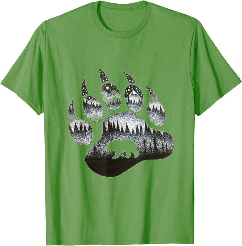 One Nature Designs Touching Ghost of the Spirit Bear Paw T Shirt T-Shirt - Grass Green