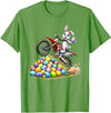 Cool Easter Bunny Dirt Bike Rider Funny Motocross Rabbit T-Shirt in Grass Green