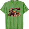 Spooky Summer Vibes retro summerween halloween Funny Skeleton Beach Halloween Resting Beach Face summerween T-Shirt - Grass
