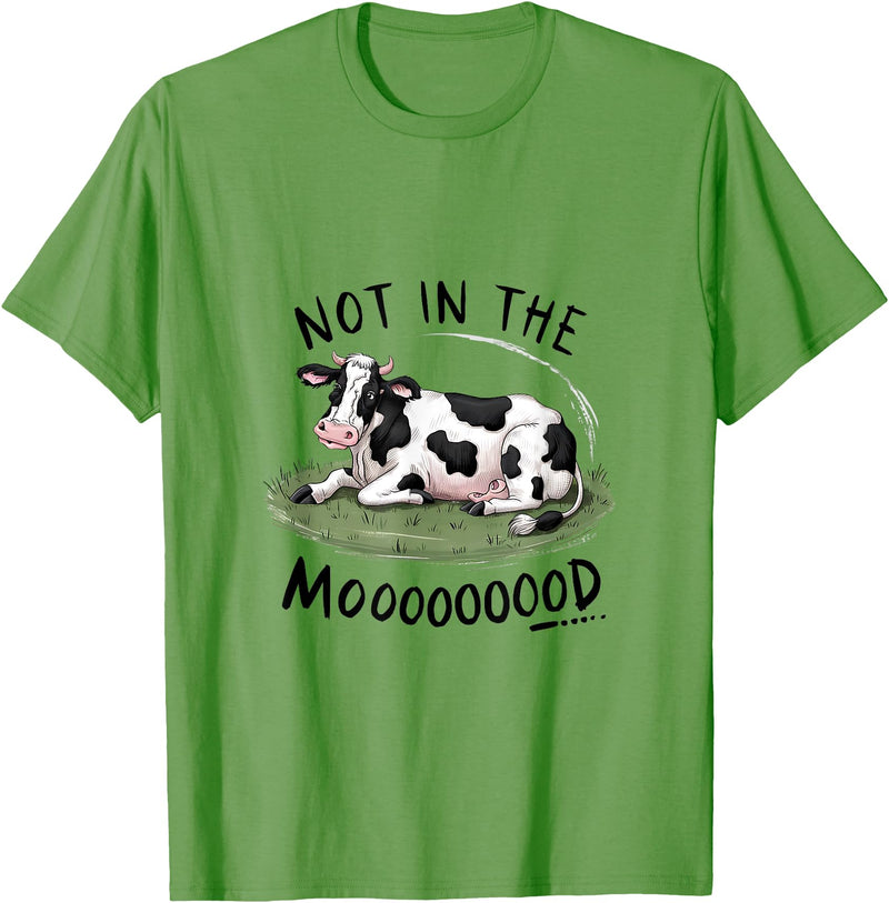 Funny Moody Cow Shirts Not In The Mood Funny Cow T-Shirt - Grass Green
