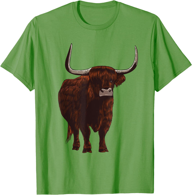 Best Highland Cow Gifts Farm Animal Lover Herders Funny Scottish Highland Cow Design For Men Women Hairy Cow T-Shirt - Grass