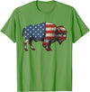 Bison American Buffalo Gifts & Apparel Stuff Bison USA American Flag Patriotic United States T-Shirt - Grass Green