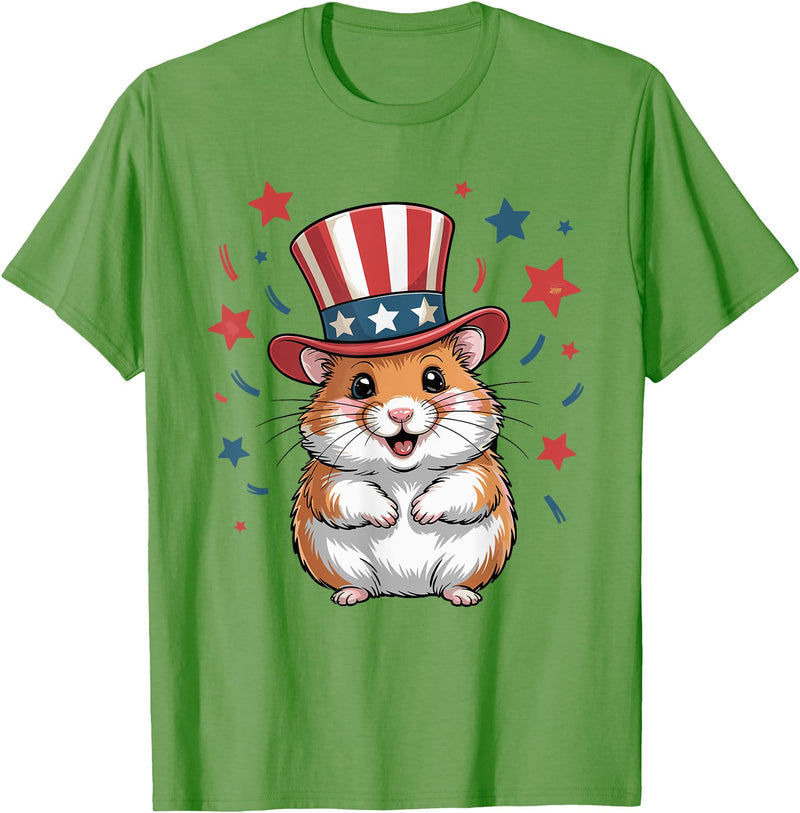 Patriotic Hamster Animals Lovers Independence 4th of July T-Shirt - Grass Green
