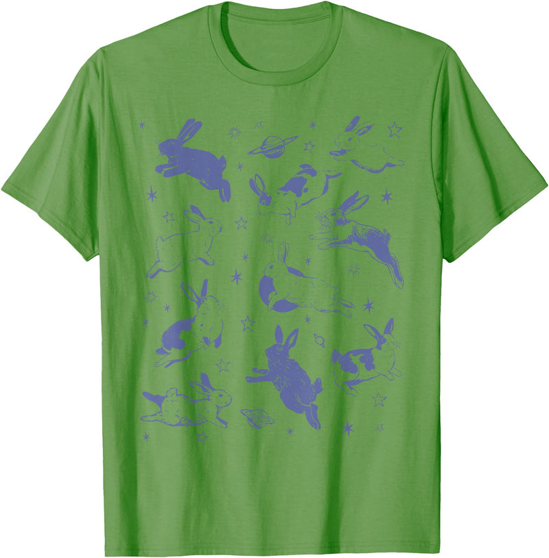Celestial Outer Space Science Astronaut Rabbit Animal Bunny T-Shirt in Grass Green