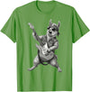 Rock Guitar Llama Stuff Accessories & Gifts Llama Playing Guitar Rock & Roll Llamas Alpaca Rocker Music T-Shirt - Grass Green