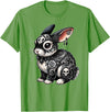 Gothic Filigree Rabbit with Skulls T-Shirt in Grass Green