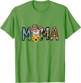 Pig Mama Pig Mom Sunflower Country Farm Life Cowhide T-Shirt - Grass Green