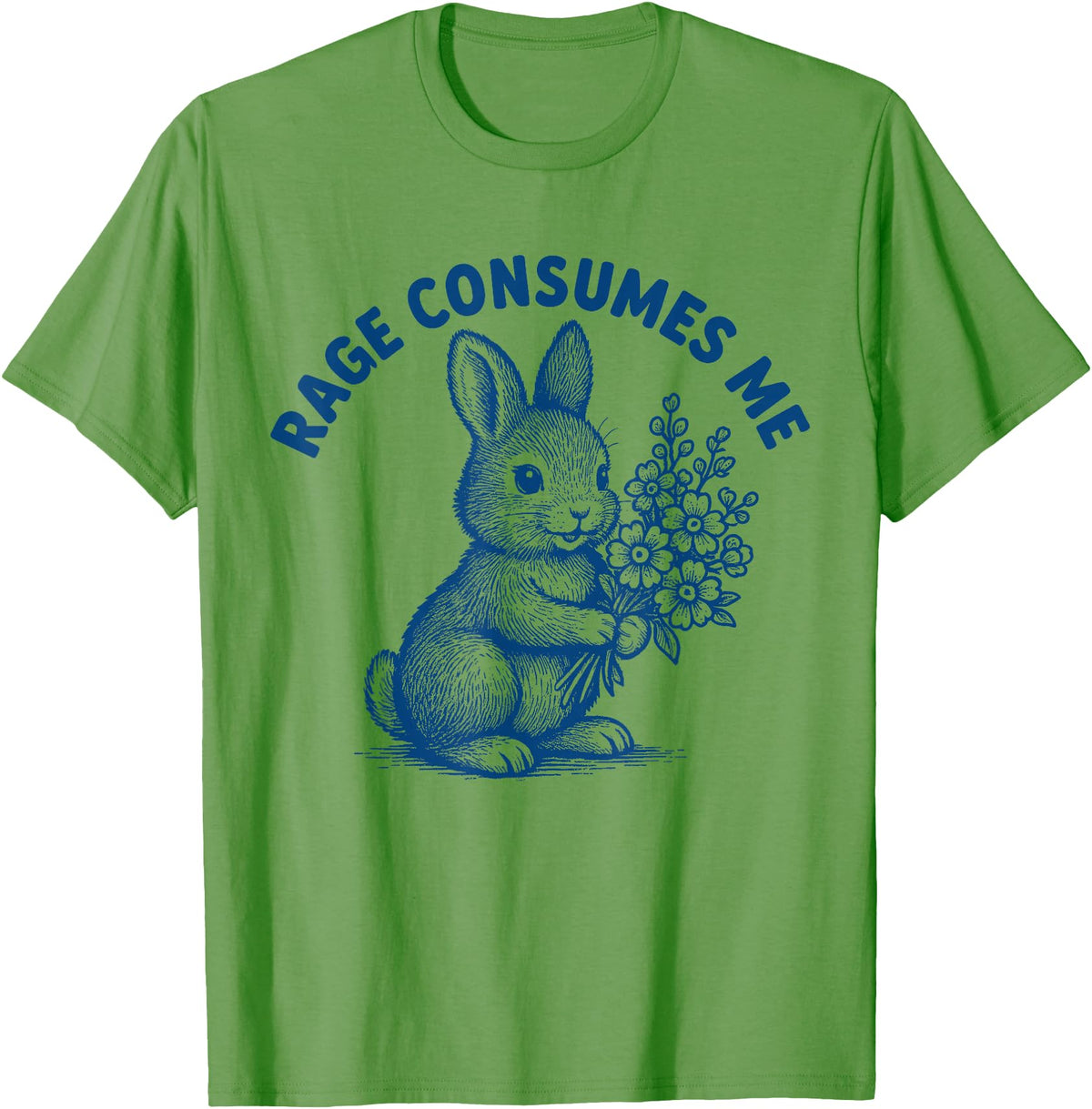 Rage Consumes Me Bunny Funny Easter Rabbit Meme T-Shirt in Grass Green