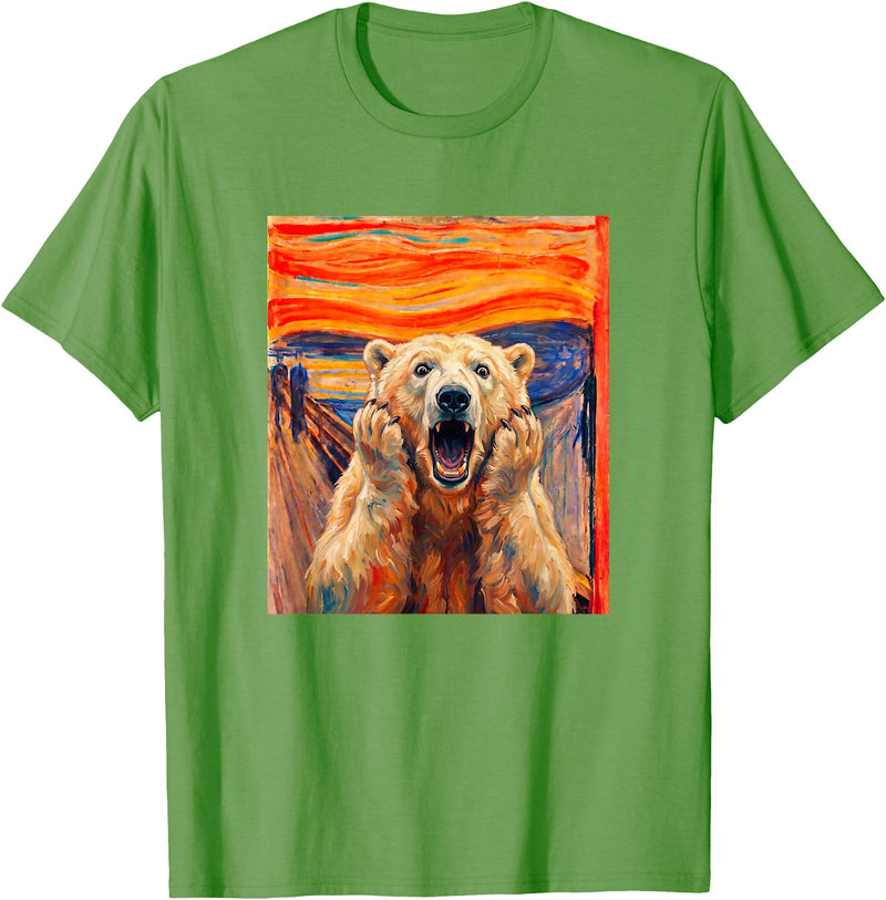 Polar Bears Polar Bear the scream meme The Scream Art Funny Polar Bear Meme T-Shirt - Grass Green