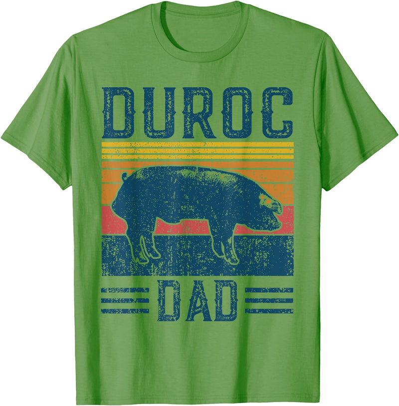 Retro Duroc Farmer Gift for Men Farming Breed - Vintage Duroc Pig Dad T-Shirt - Grass Green