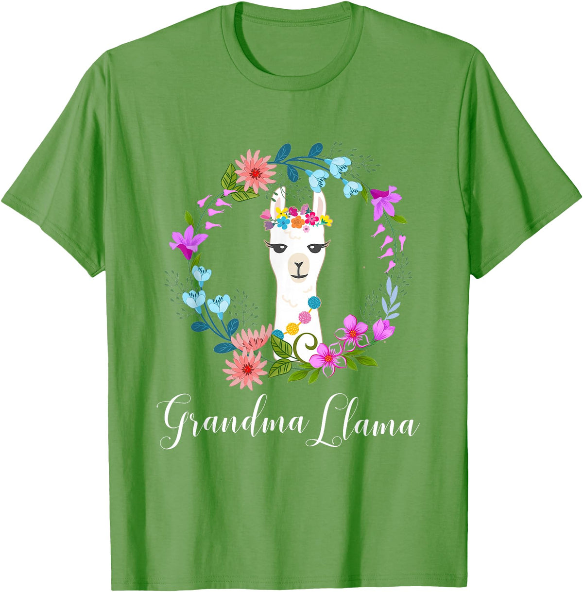ALPACA FANS, LAMA LOVERS DESIGNS Cute Grandma Llama for Alpaca Fans T-Shirt - Grass Green
