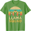 Llama Squad With Glasses Funny Funny Llama Squad Sunglasses Cool Llamas Vintage Gift T-Shirt - Grass Green