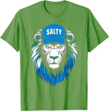 I Liked The Lions Before It Was Cool Tees Blue Lions Salty Wearing Hat Salty Cool Lions Strong Lions T-Shirt - Grass Green