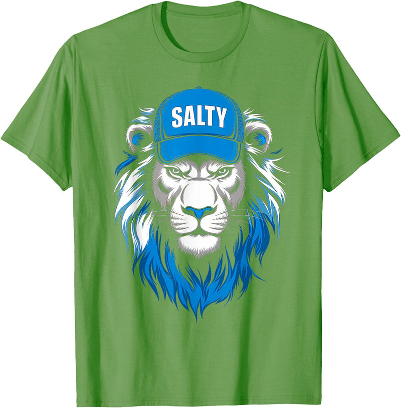I Liked The Lions Before It Was Cool Tees Blue Lions Salty Wearing Hat Salty Cool Lions Strong Lions T-Shirt - Grass Green