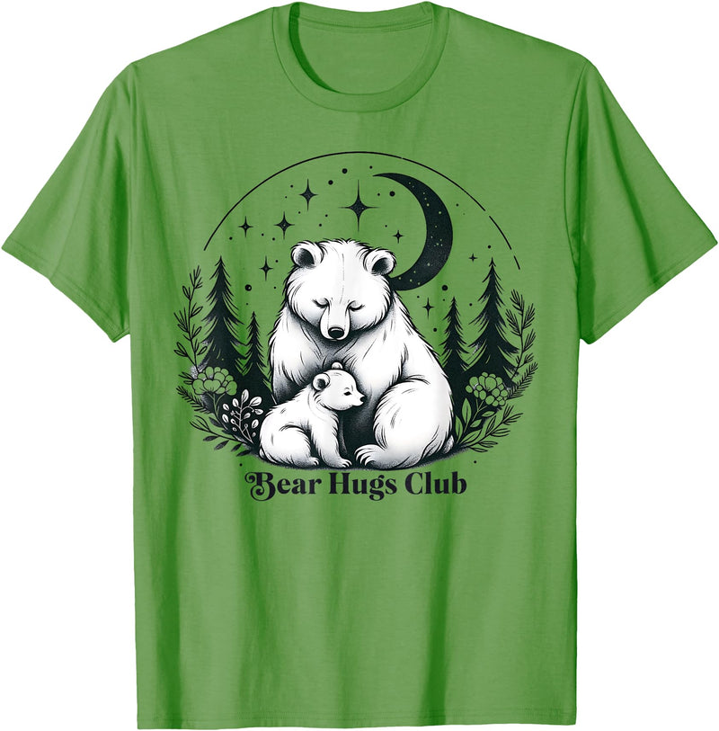 Polar Bear Lover Tees NYC Polar Bear Hugs Mama Baby Mothers Day Mom Daughter Son T-Shirt - Grass Green