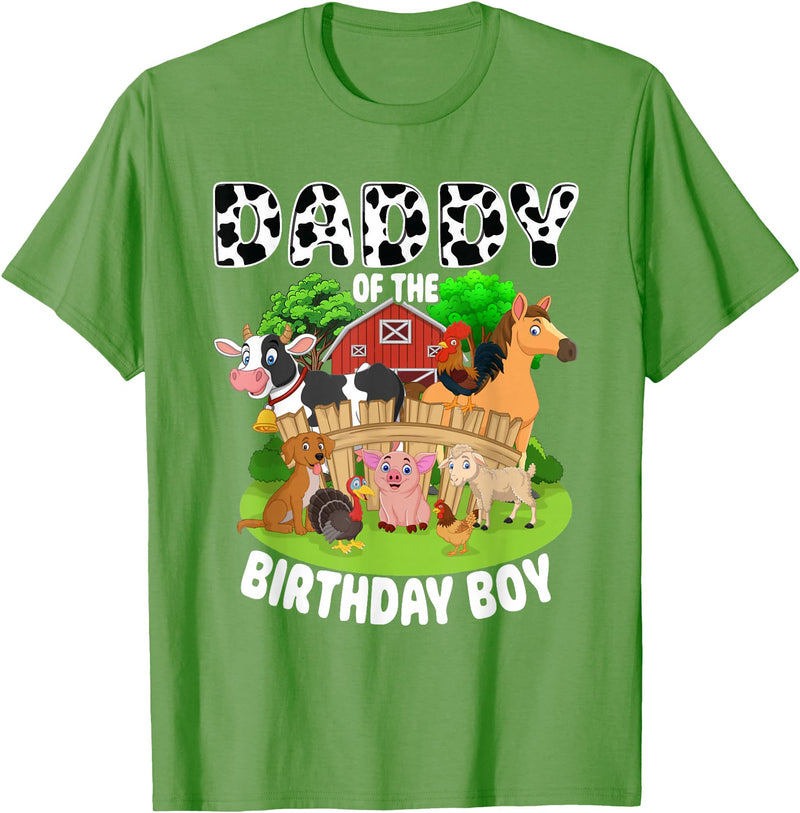 Matching Farm Theme Birthday Shirts By PDQA Daddy of The Bday Boy Farm Animals Matching Farm Theme T-Shirt - Grass Green