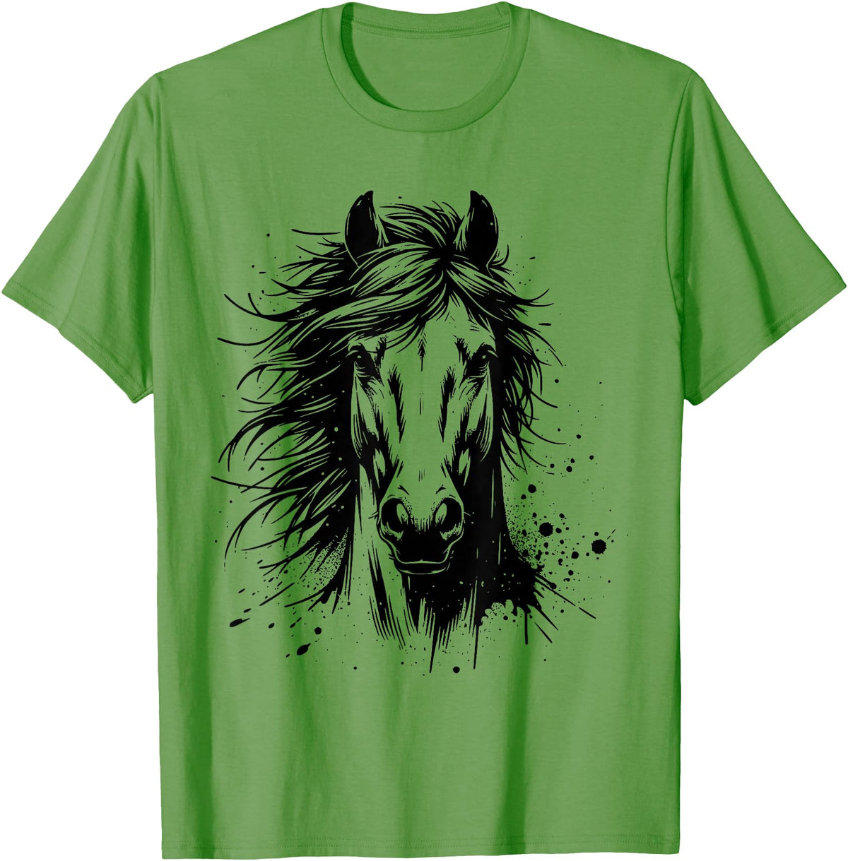 Horse Art For Men Women Kids Horse Portrait Equestrian Horseback Riding Horse Lover Unisex-Adults Kids T-Shirt Grey Small Classic Fit Crew Neck Short Sleeve - Grass Green