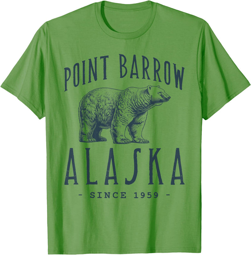 ARTIC ADVENTURE BEAR VINTAGE DESIGNS POINT BARROW, ALASKA POLAR BEAR WILDLIFE T-Shirt - Grass Green
