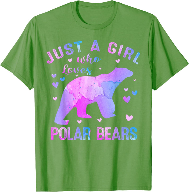 Just A Girl Who Loves Polar Bear Gifts Outfit Colorful Just A Girl Who Loves Polar Bears Women Girls T-Shirt - Grass Green