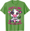 Cute Cow Lover Cow Just A Girl Who Loves Cows T-Shirt - Grass Green