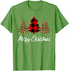 Merry Christmas Plaid Apparels Co. Merry Christmas, Leopard buffalo plaid Christmas tree Xmas T-Shirt - Grass Green
