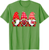 Three Gnome Crew Family Outfit Gnomes Love Valentine's Day Buffalo Leopard Heart Women Men T-Shirt - Grass Green