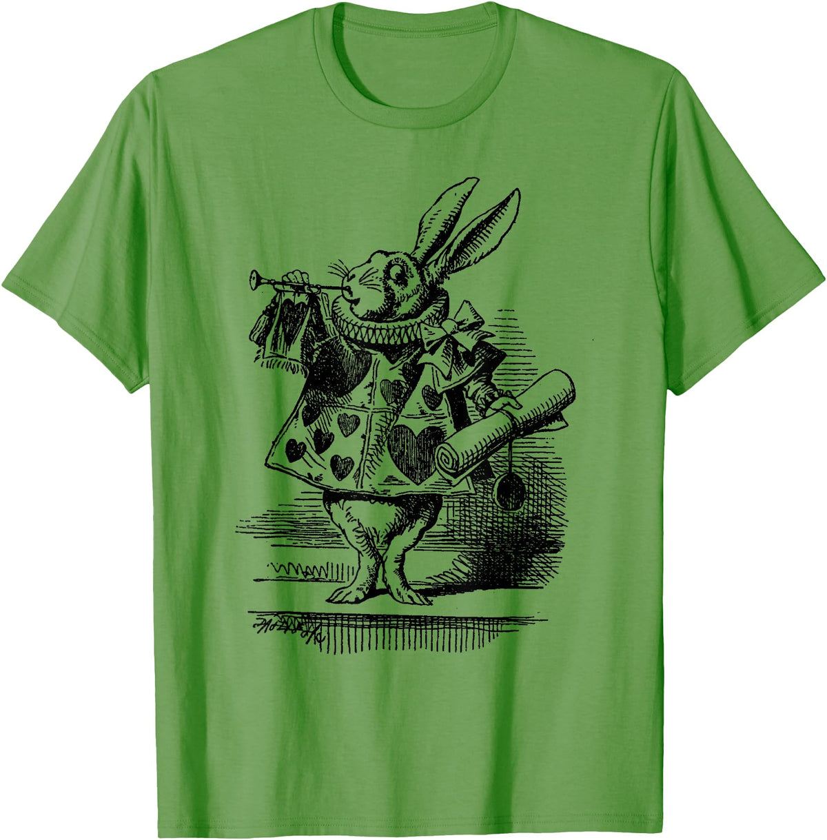 Cute Rabbit Lover Bunny Graphic T-Shirt (Slate Grey) in Grass Green