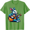 Cool Rabbit Plays Guitar Easter Musician Guitarist T-Shirt in Grass Green